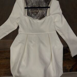 Odd Muse Ultimate Pearl White Long Sleeve Dress